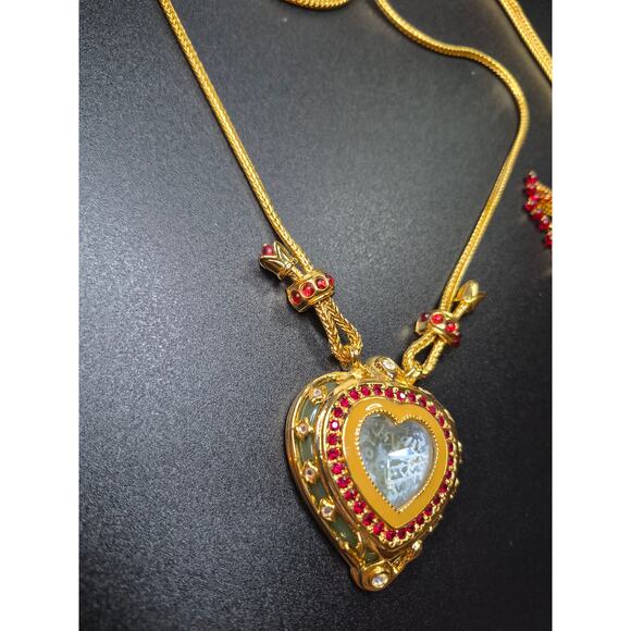 Elizabeth Taylor for Avon Shah Jehan Taj Mahal Heart Necklace Gold-Tone Ruby - Picture 6 of 15